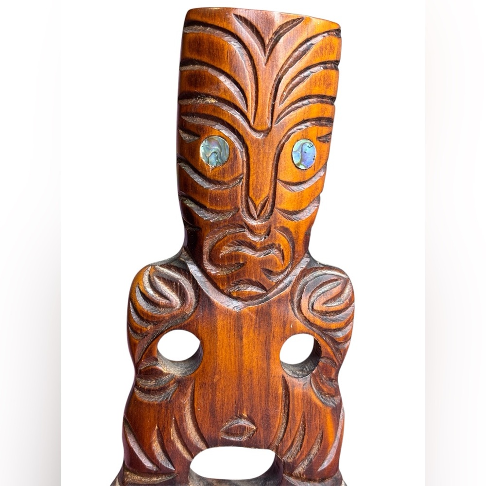 TEKO TEKO hand-carved wooden Māori Tiki figure from New Zealand